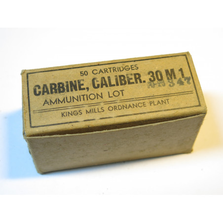 Boite vide originale de cartouches carabine USM1 39/45 Kings Mills Ordnance plant 