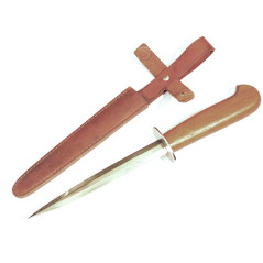 Poignard de tranchée Poilu 14/18 lame plate avec fourreau cuir