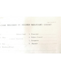 Feuille originale US 1944 tribunal militaire accusation case record