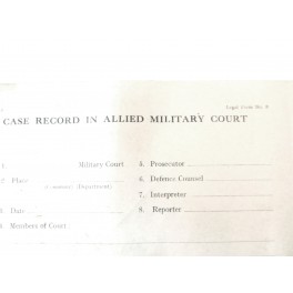 Feuille originale  US 1944 tribunal militaire accusation case record