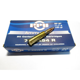 BOITE DE 20 CARTOUCHES Partizan CALIBRE 7.62 X 54 Mosin Nagant 