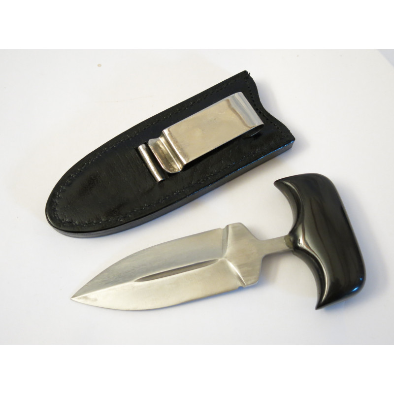 Push Dagger avec étui cuir noir
