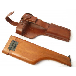 Etui crosse bois avec cuir pistolet C96 MAUSER modèle 1912 -1916 Ref ma492