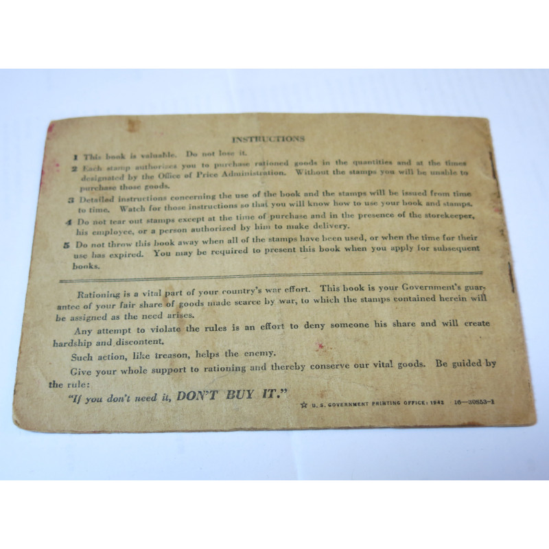 Carnet War ration book two US 39/45  numero 368768 