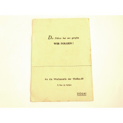 Brochure originale d'engagement Waffen SS France ref bo doc 