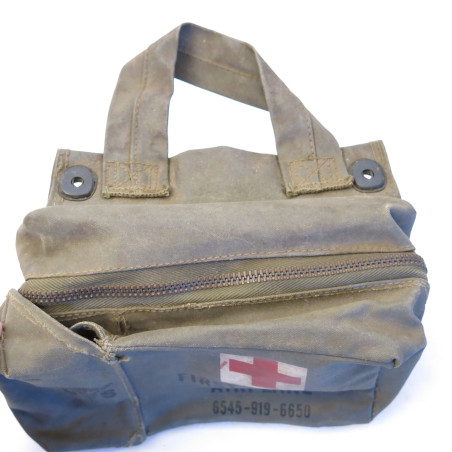 Tousse premier secours US First aid tissu plastifié Avion ou Helico US Vietnam 