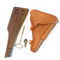 Holster leather with stock wood Luger P08 with tools