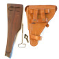 Holster leather with stock wood Luger P08 with tools