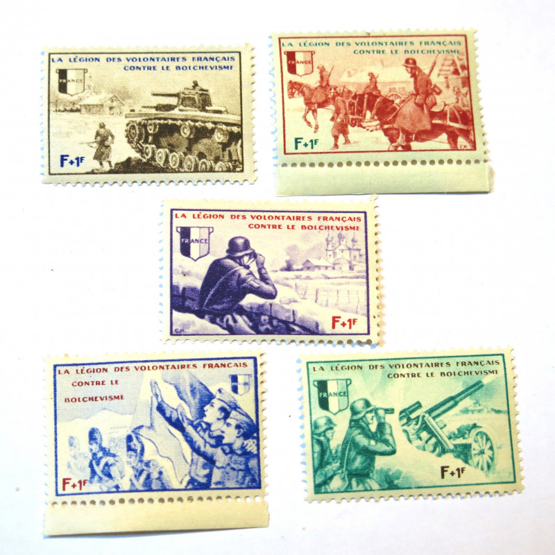 Series de 5 Timbres de la Legion des volontaires Francais ref 200 bo doc