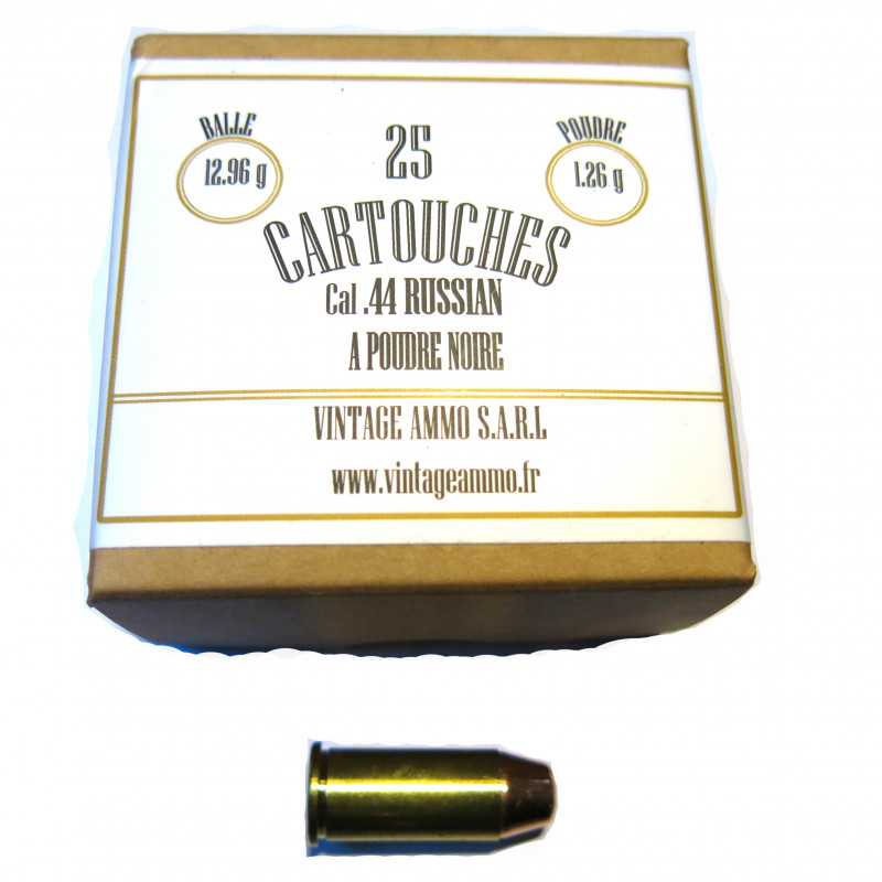 Boite de 25 cartouches calibre 44 Russian poudre noire 