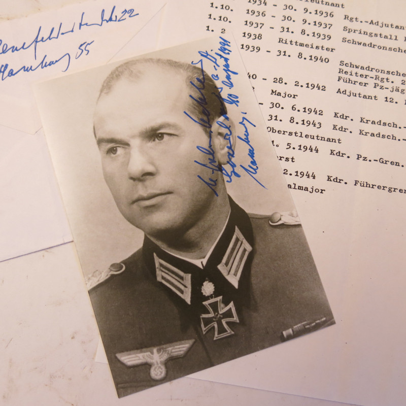 Photo dédicacée General Hans Joachim Kahler Ritterkreuz 1943