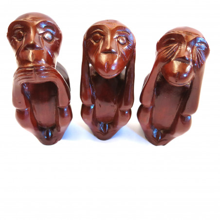 Sculture bois les 3 singes de la sagesse 