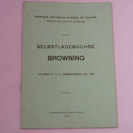 Livre d'instruction fusil Browning 9 mm ou 35 US