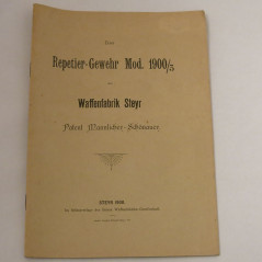 Livre d'instruction fusil Repetier  carabiner Steyr  mod 1900/3 et16