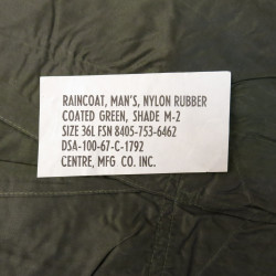 Impermeable US Vietnam Raincoat man s nylon rubber US Vietnam 1967