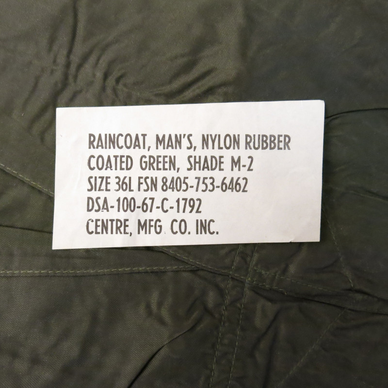 Impermeable US  Vietnam Raincoat man s nylon rubber US Vietnam 1967