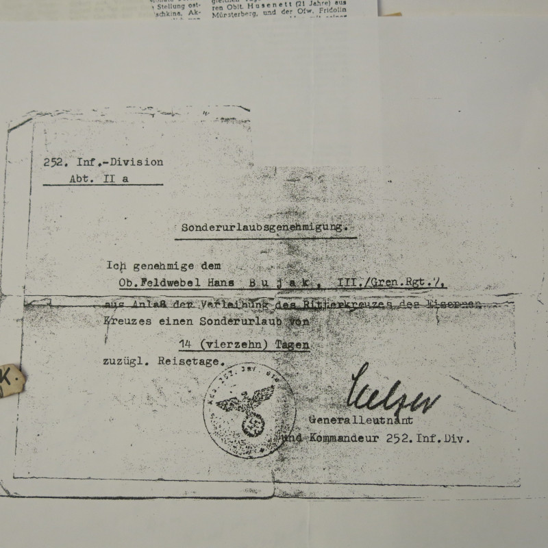 2 Photos dédicacées  Ritterkreuz 1943 Hans Bujak  