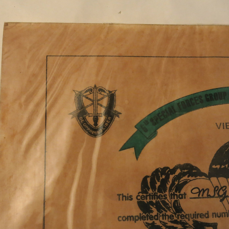 Brevet papier  parachutiste speciales forces ARVN 1966 Ref be 25