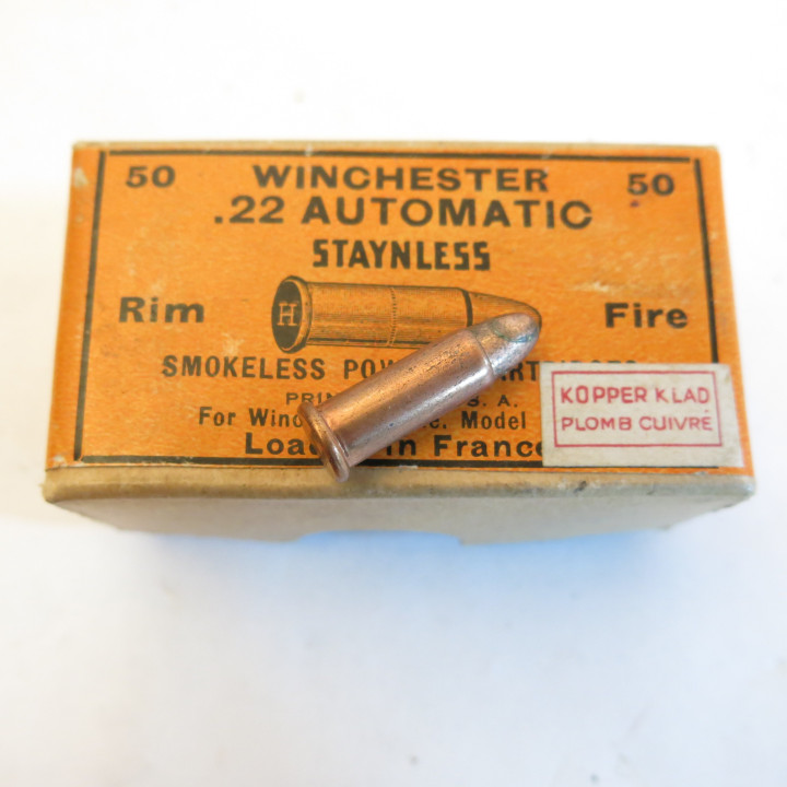 Cartouche 22 Winchester automatic Staynless  rim fire 