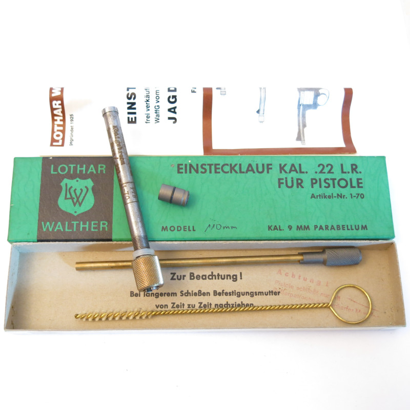 Tube reducteur rayé Lothar Walther pistolet 9 para  calibre 22 long rifle ref 84 canon  110 mm
