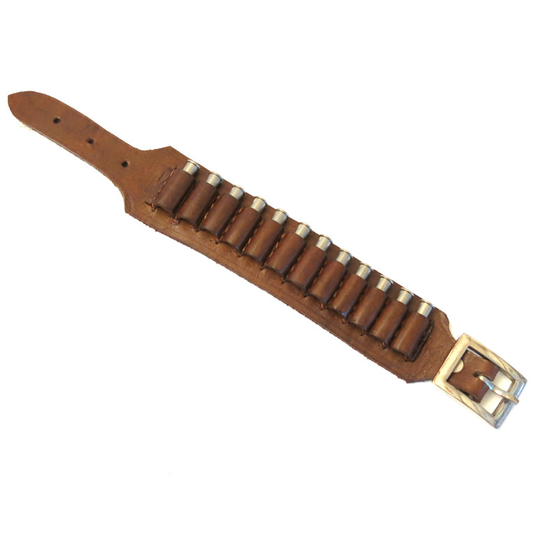Bracelet cartouchiere cuir de poignet pour calibre 22 long rifle