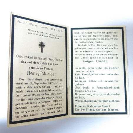 Avis de deces soldat Allemand Remy Mertes ref pa12