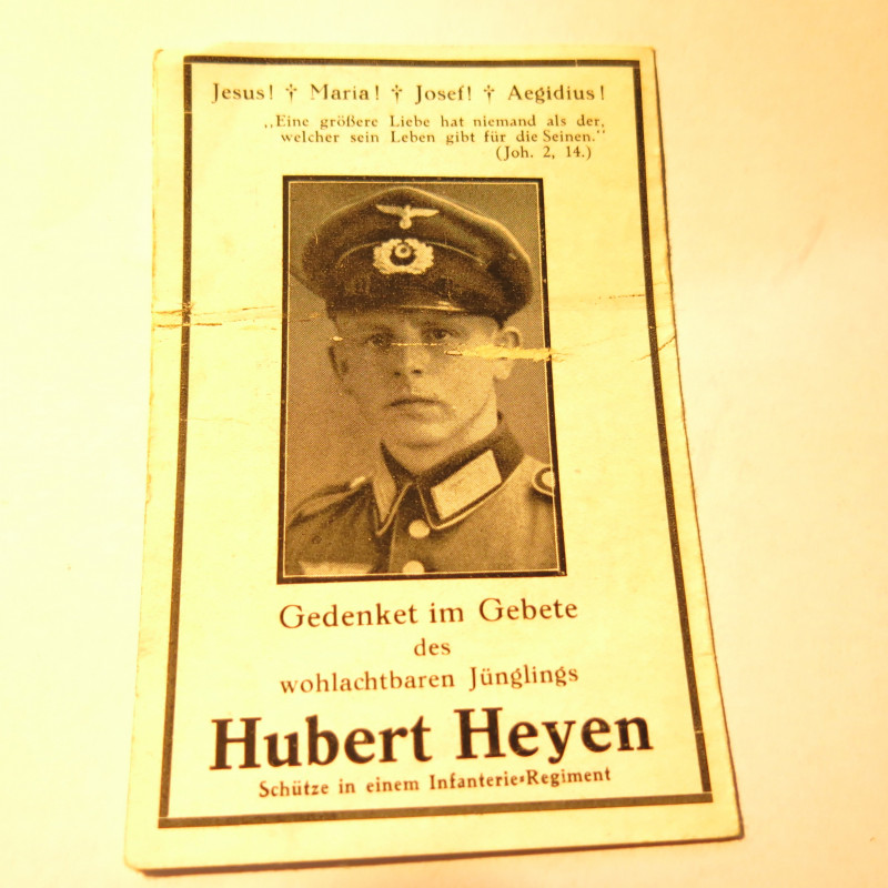 Avis de décès soldat Allemand Hubert Heyen bo doc