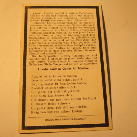 Avis de décès soldat Allemand Anton Kuches bo doc