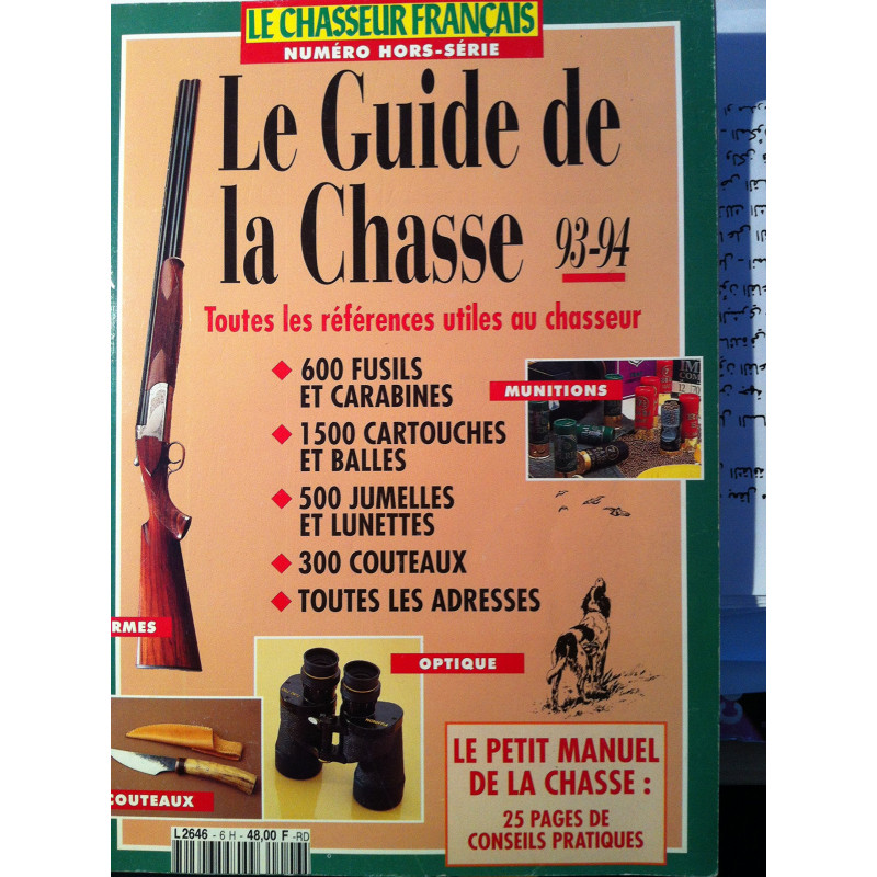 Livre Le guide de la chasse 93-94 et17