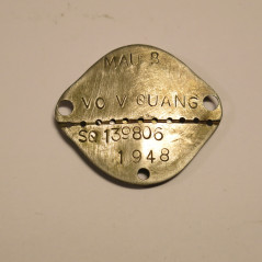 Plaque d'identité suppletif Vietnamien Indo matri 139806  ref bo38 