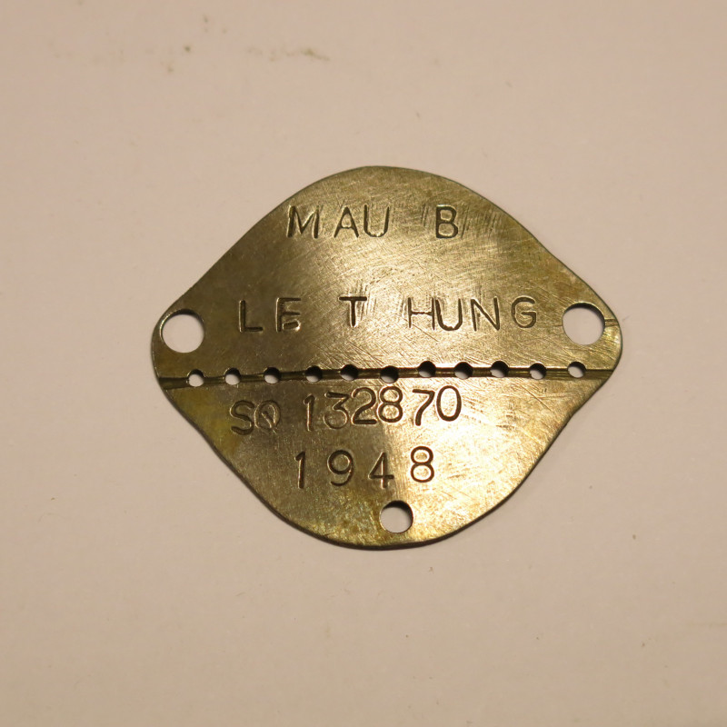 Plaque d'identité suppletif Vietnamien Indo matri 132870  ref bo38 