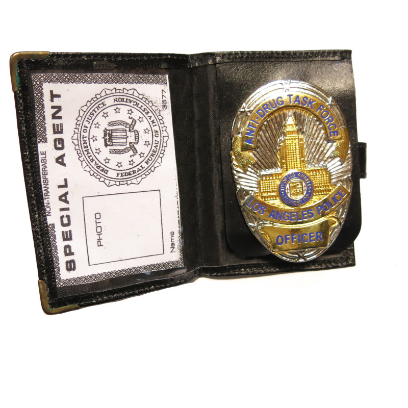 Plaque police US  Anti drug task force  Officer Los Angeles  avec cuir ref bo 100