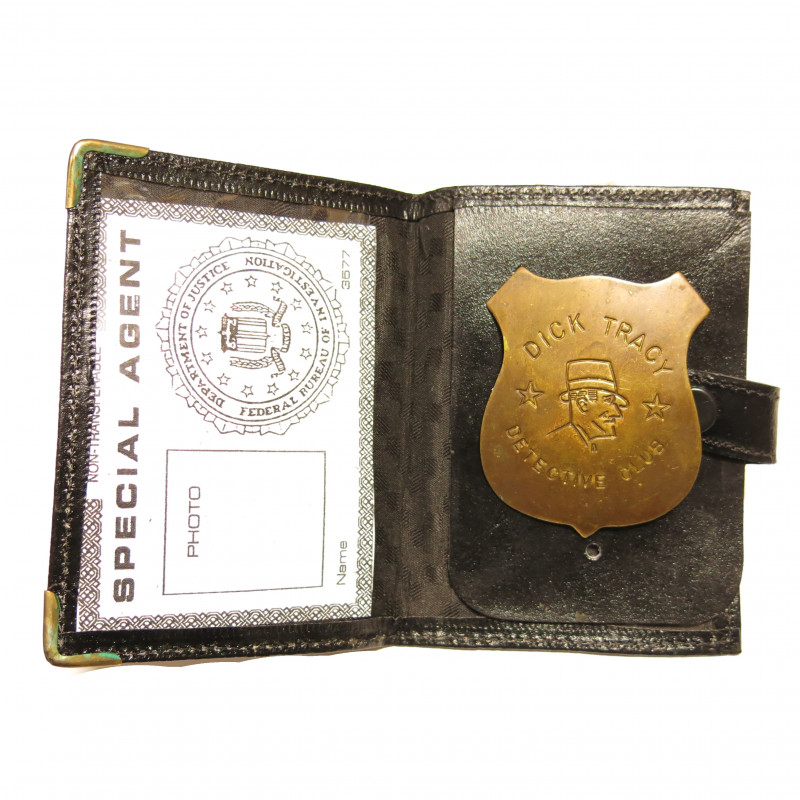 Plaque police Dick Tracy detective avec cuir 