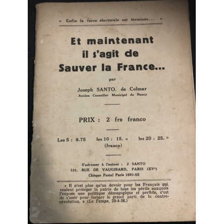 Livre et Maintenant il s'agit de sauver la France de Joseph Santo