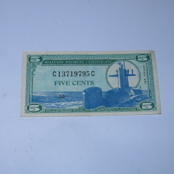 Billet 5 cents military...