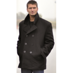 Caban US Navy Laine noir avec boutons noirs