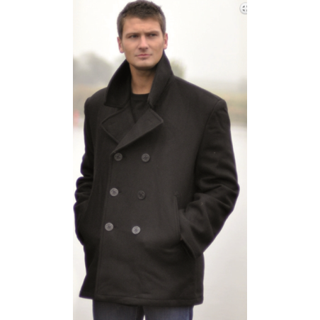 Caban US Navy Laine noir avec boutons noirs