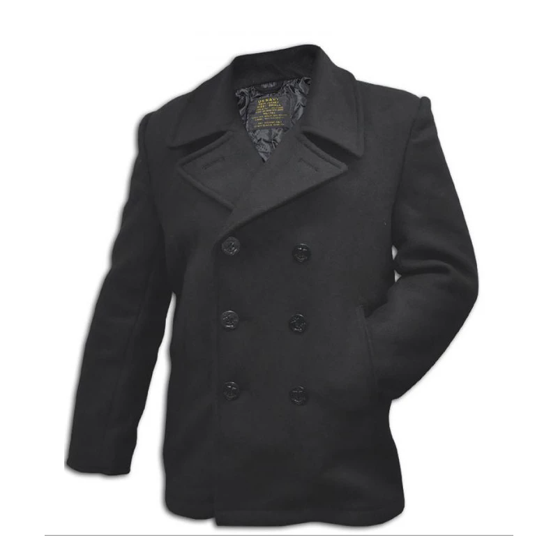 Caban US Navy Laine noir avec boutons noirs