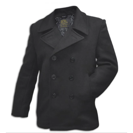 Caban US Navy Laine noir avec boutons noirs