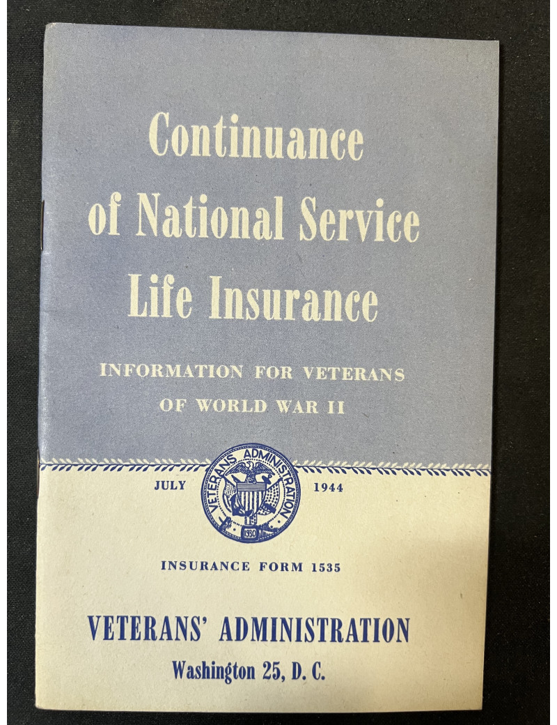 Livret Continuance of National Service Life Insurance