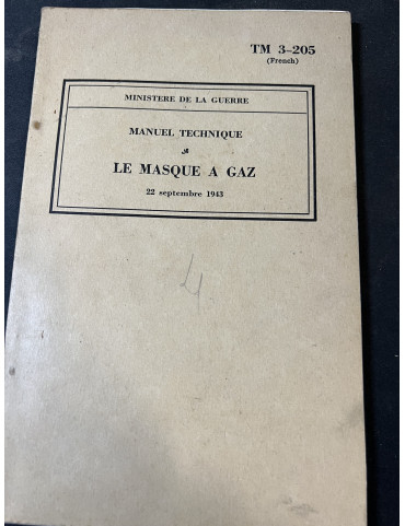 Manuel technique : Le masque à Gaz du 22 sept 1943