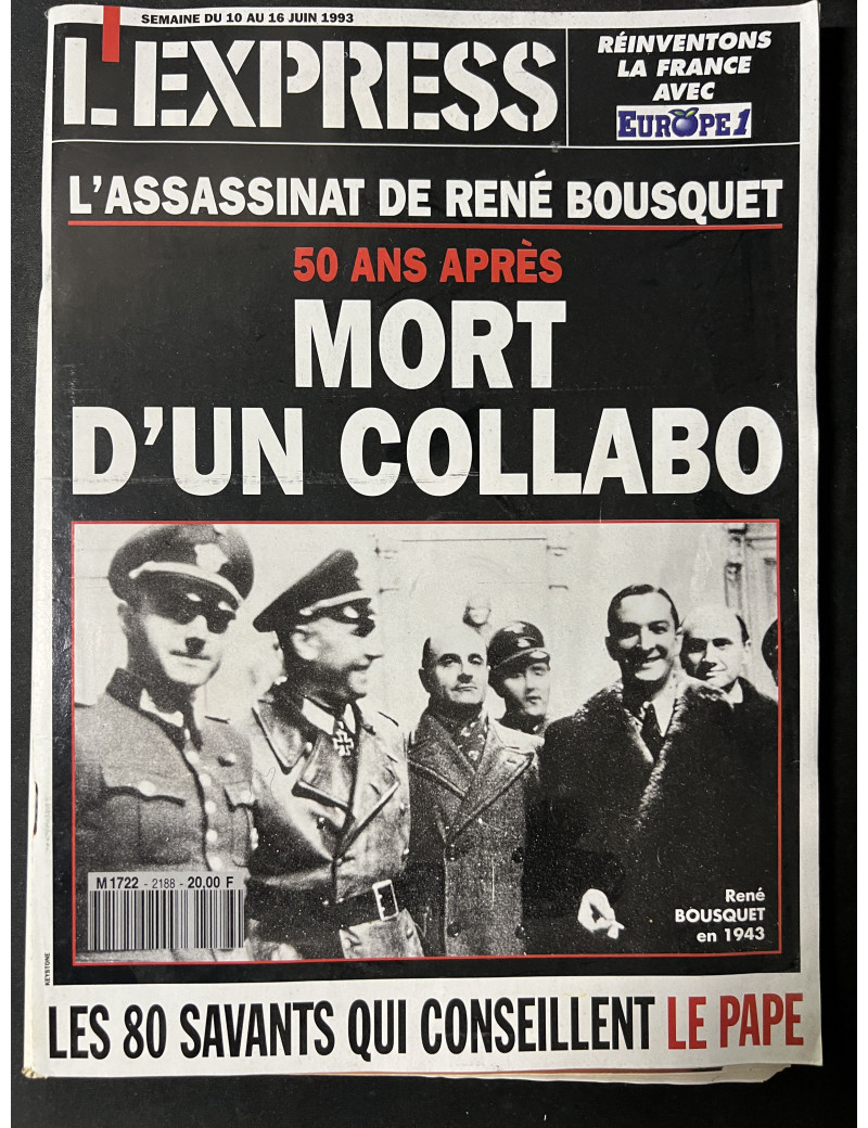 Revue L'express : L'assassinat de René Bousquet : 50 ans après Mort d'un collabo