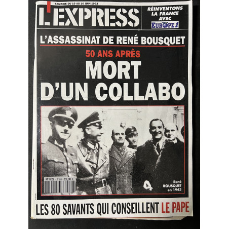 Revue L'express : L'assassinat de René Bousquet : 50 ans après Mort d'un collabo