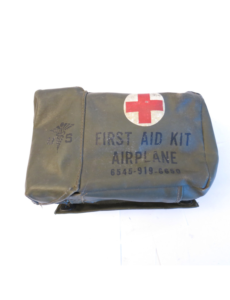 Petite sacoche first aid kit airplane US Vietnam coton impermeabilisé 1968 ref vn 225