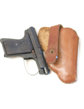 Etui cuir pistolet 6.35 de poche Le Francais ref bab 08/22