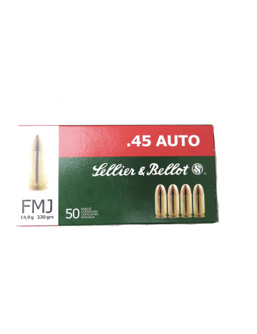 Boite de 50 cartouches Sellier Bellot 45 ACP FMJ 230 GR 