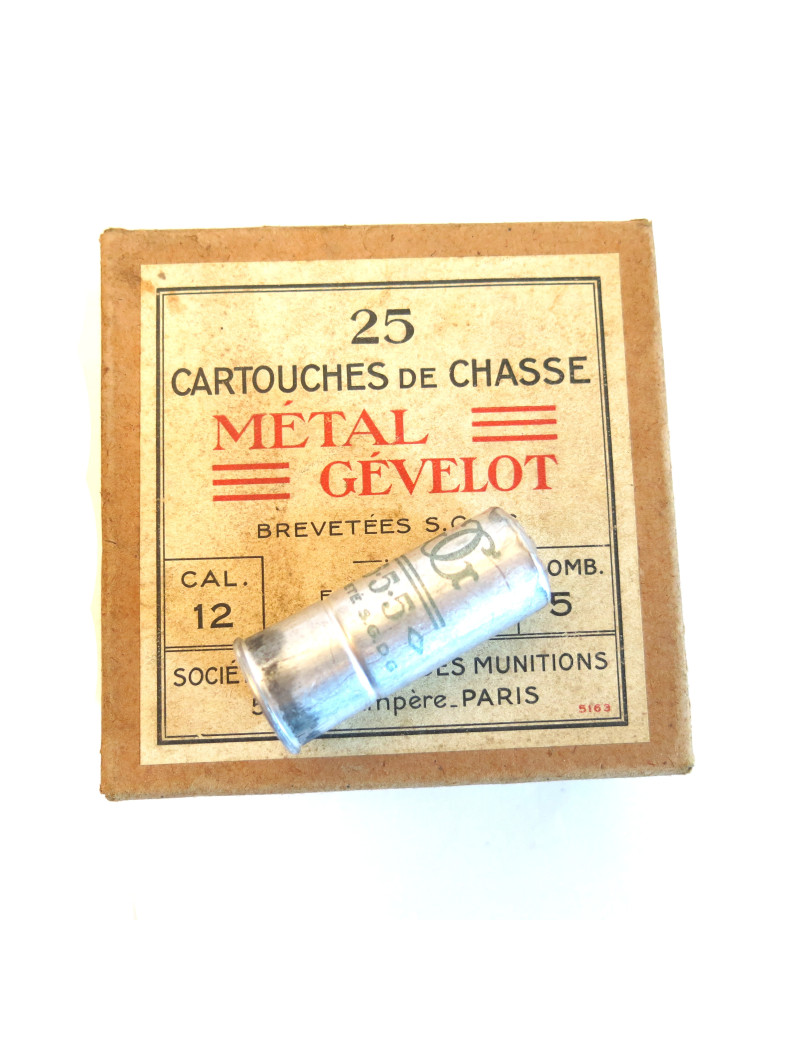 Cartouche calibre 12 Gevelot etui aluminium feuillette 