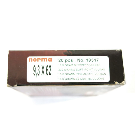 Boite de 20 cartouches  9.3 x 62  Norma 232 gr