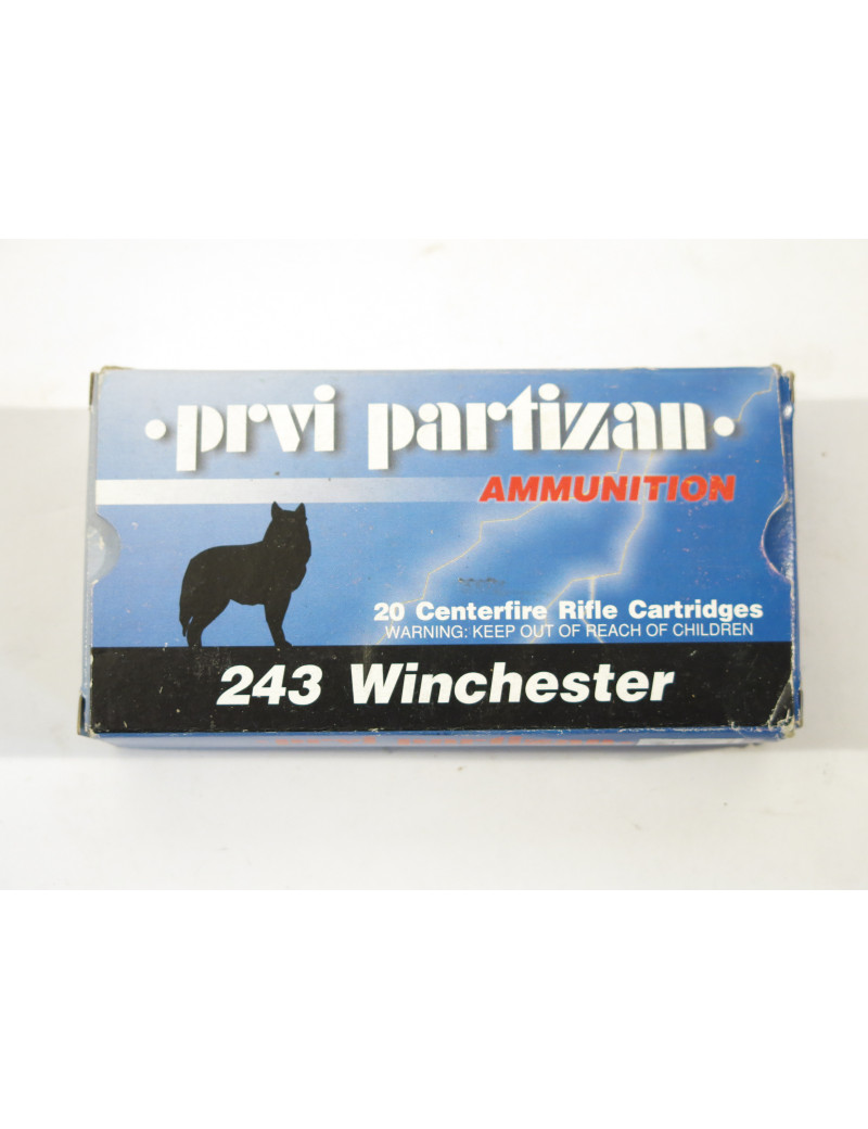 Boite de 20 cartouches calibre 243 Winchester Partizan 