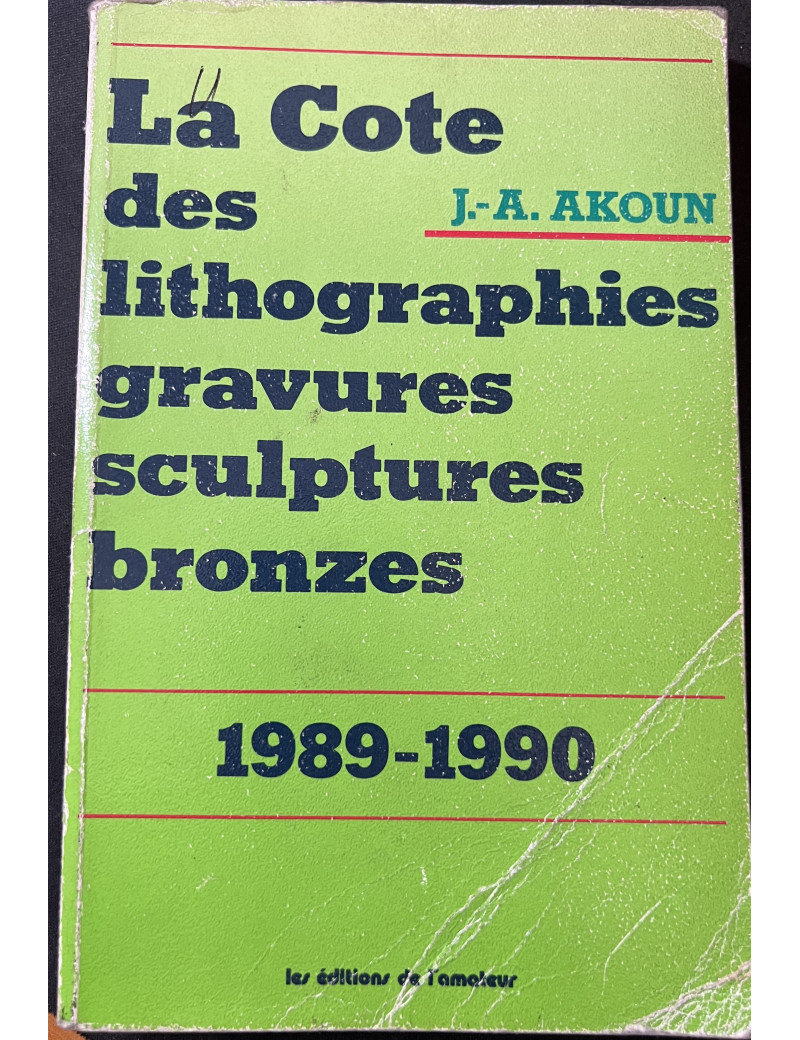 La Cote des lithographie, gravures, sculptures, bronzes de J.-A. Akoun (89/90)